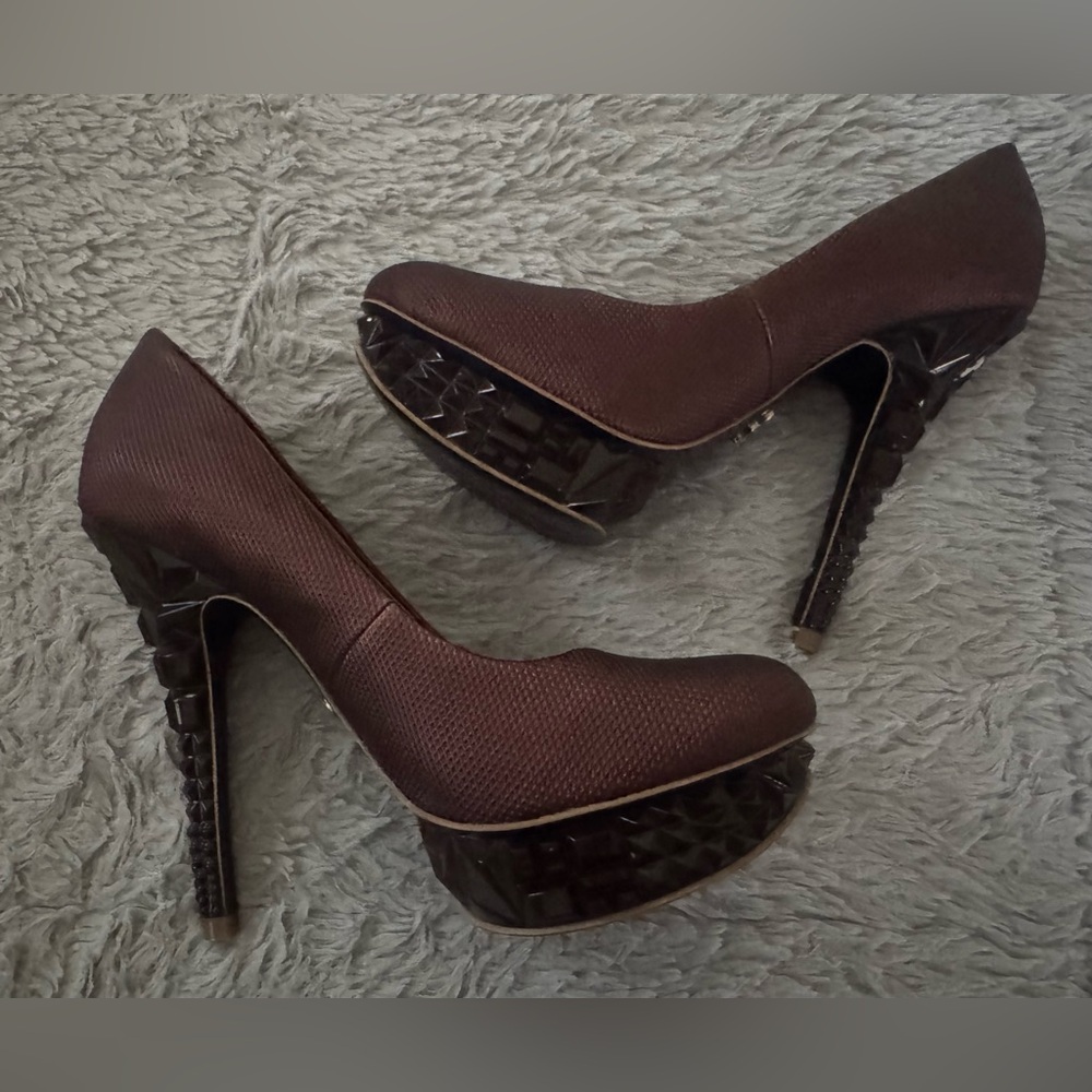 RACHEL Rachel Roy Burgundy Prism Design Platform Heels NWOT or BOX | Size: 7 - Picture 10 of 16